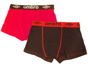 2 Pack Pánské boxerky Umbro UM1700 - červenočerné