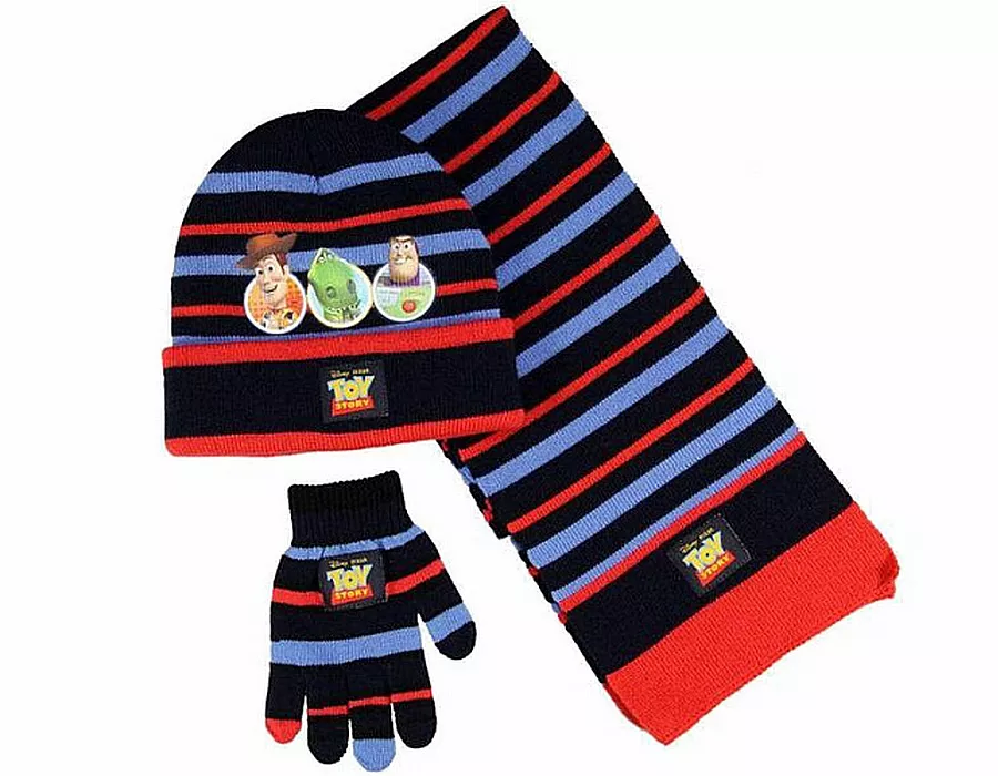  Zimní 3-dílná souprava pruhovaná modro-červená Toy story