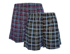 2 Pack Pánské trenýrky Molvy 100% Bavlna DC-005 - Barevná mřížka