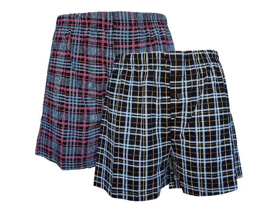 2 Pack Pánské trenýrky Molvy 100% Bavlna DC-005 - Barevná mřížka